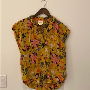 Anthropologie Maeve XS floral short sleeve top